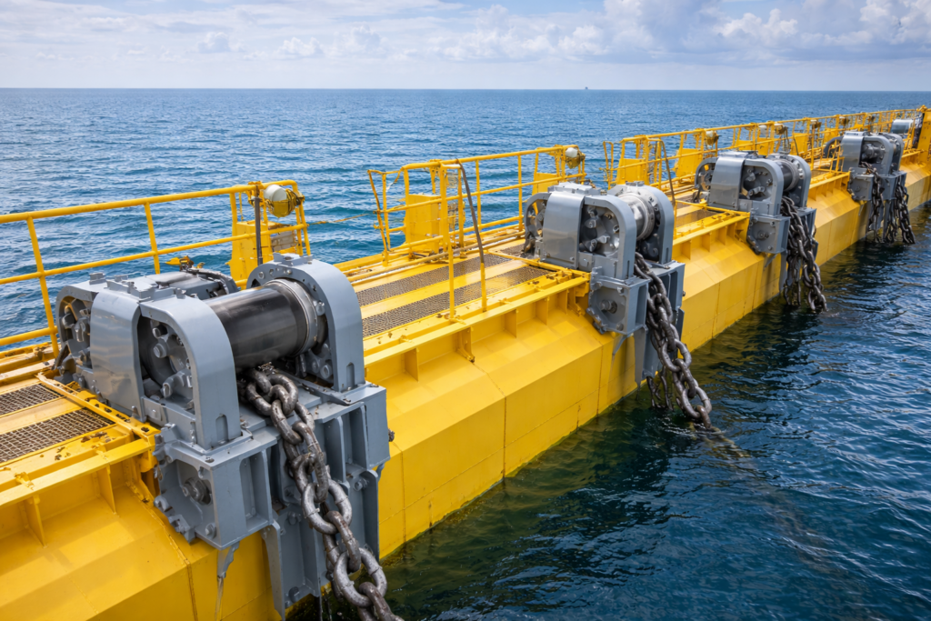 Mooring system used in oil and gas operations.